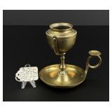 19th Century Brass Whale Oil Gimbaled Lamp