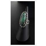 Old Pawn Navajo Sterling Turquoise Ring