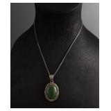 Navajo Sterling Silver Nephrite Jade Necklace