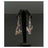 Sterling Silver Coyote Cactus Earrings