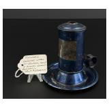 Blue Tin Whale Oil Finger 2 Burner Lamp