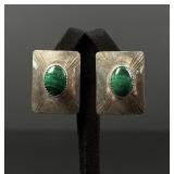 Ben Boyd Navajo Sterling Silver Malachite Earrings