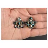 Zuni Sterling Inlaid Knifewing Dancer Brooches