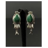 Navajo Sterling Silver Malachite Earrings