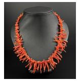 Navajo Red Branch Coral Necklace