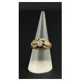 Nude Art Nouveau 9k Gold Diamond Ring