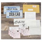 1916 CAD Montana Vanity License Plate Set