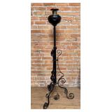Victorian Wrought Iron Floor Piano Oil Lamp