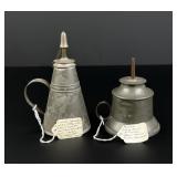 Whale Oil Pewter and Tin Finger Lamps