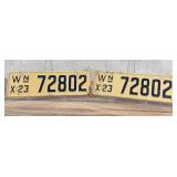 1923 Washington License Plate Set