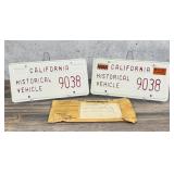 California Historical Vehicle License Plate Set