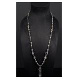 Sterling Silver Fluorite Garnet Amethyst Necklace