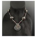 Hawaii Nut and Lava Sterling Turtle Necklace