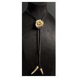 Elk Horn Style Rosette Style Bolo Tie