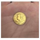 1902 B Gold French 20 Franc Coin