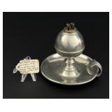 Taunton Britannia Co Pewter Whale Oil Finger Lamp