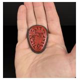 Antique Chinese Carved Cinnabar Brooch