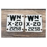 1920 Washington Porcelain License Plates Tab Set
