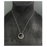 Sterling Silver Sapphire Circle Necklace