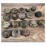 Collection of Early Car Grease Cap Hubcaps
