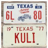Texas Antique Vehicle Vanity License Plates