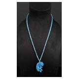 Navajo Carved Rolled Turquoise Kokopelli Necklace
