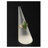 10k Gold Nephrite Jade Diamond Ring