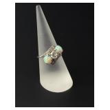 14k White Gold Opal Diamond Ring