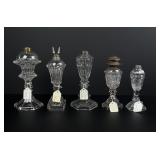Flint Sandwich Glass Whale Oil Lamps