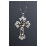 Victorian Sterling Silver Filigree Jesus on Cross