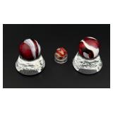 Antique Oxblood Swirl Marbles
