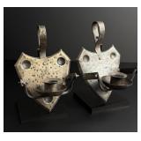 German Wrought Iron Gimbaled Candle Holders