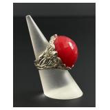 Sterling Silver Faceted Red Onyx Ring