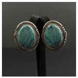 Navajo Sterling Spiderweb Turquoise Earrings