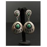 Navajo Sterling Malachite Shadow Box Earrings