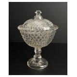 Flint Glass Sawtooth Covered Compote Dish
