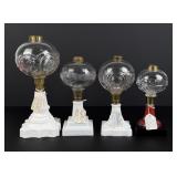 19th Century Milk Glass Whale Oil Lamps