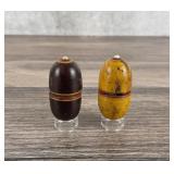 Treen Painted Egg Shaped Wood Snuff Boxes