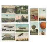 Group of Early Aviation Airship Balloon Postcards
