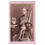 Civil War Soldier Trombone Musician CDV Photo