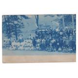 Patriotic Christening Cyanotype RPPC Postcard