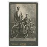 Father and Son on Bicycles Cabinet Photo