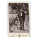 Man with Wood Rim Racing Bicycle CDV Photo