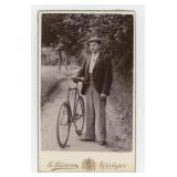 Boy with Wood Rim Bicycle CDV Photo