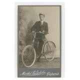 Boy with Wood Rim Bicycle CDV Photo