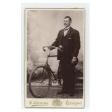 Boy with Wood Rim Bicycle CDV Photo