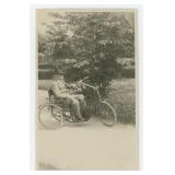 1933 Man on Hand Propelled Tricycle RPPC Postcard