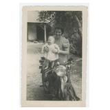 Mother Posing Baby on Motorcycle RPPC Postcard