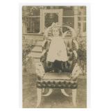 Folk Art Steer Horn Chair RPPC Postcard