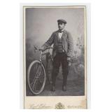 Man with Wood Rim Racing Bicycle CDV Photo